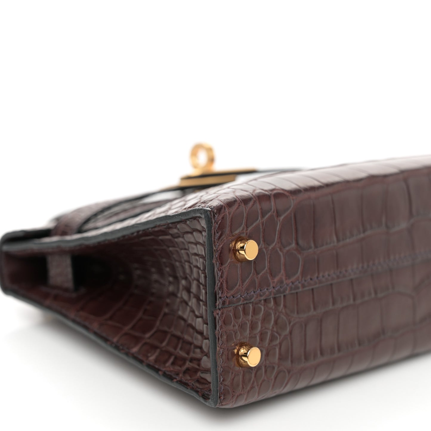 Matte Alligator Mini Kelly Sellier 20 Havane