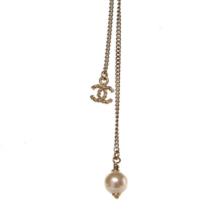 Chanel Graduated Pearl Crystal Twisted CC Long Necklace Gold 4 of 5