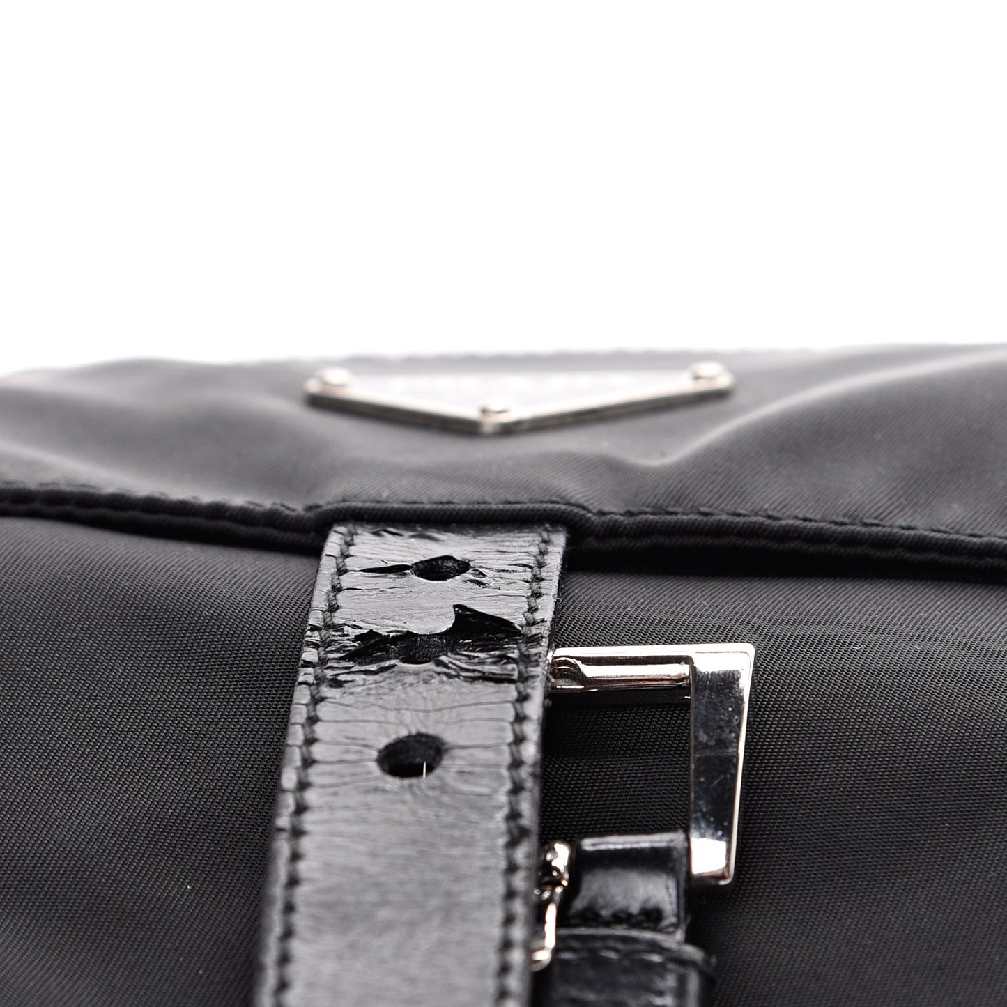 Tessuto Nylon Single Buckle Messenger Bag Black