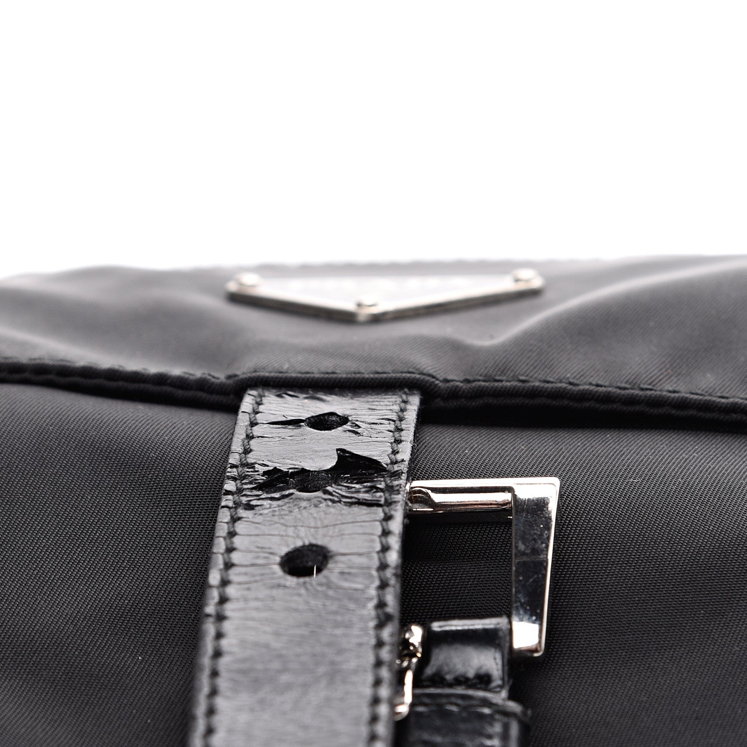Prada Tessuto Nylon Single Buckle Messenger Bag Black 8 of 13