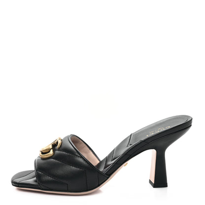 Gucci Nappa Matelasse GG Marmont 75mm Slide Sandals 36 Black 1 of 8