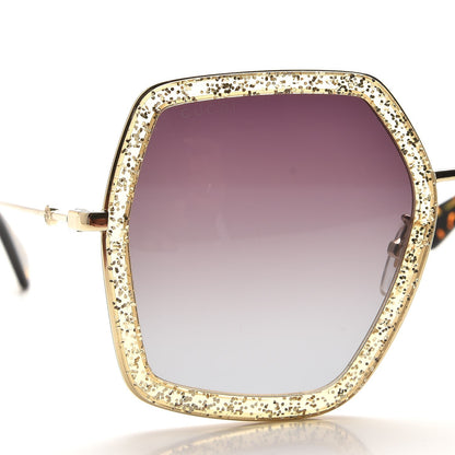 Gucci Glitter Acetate Oversize Square Frame Sunglasses GG0106S Gold 8 of 8