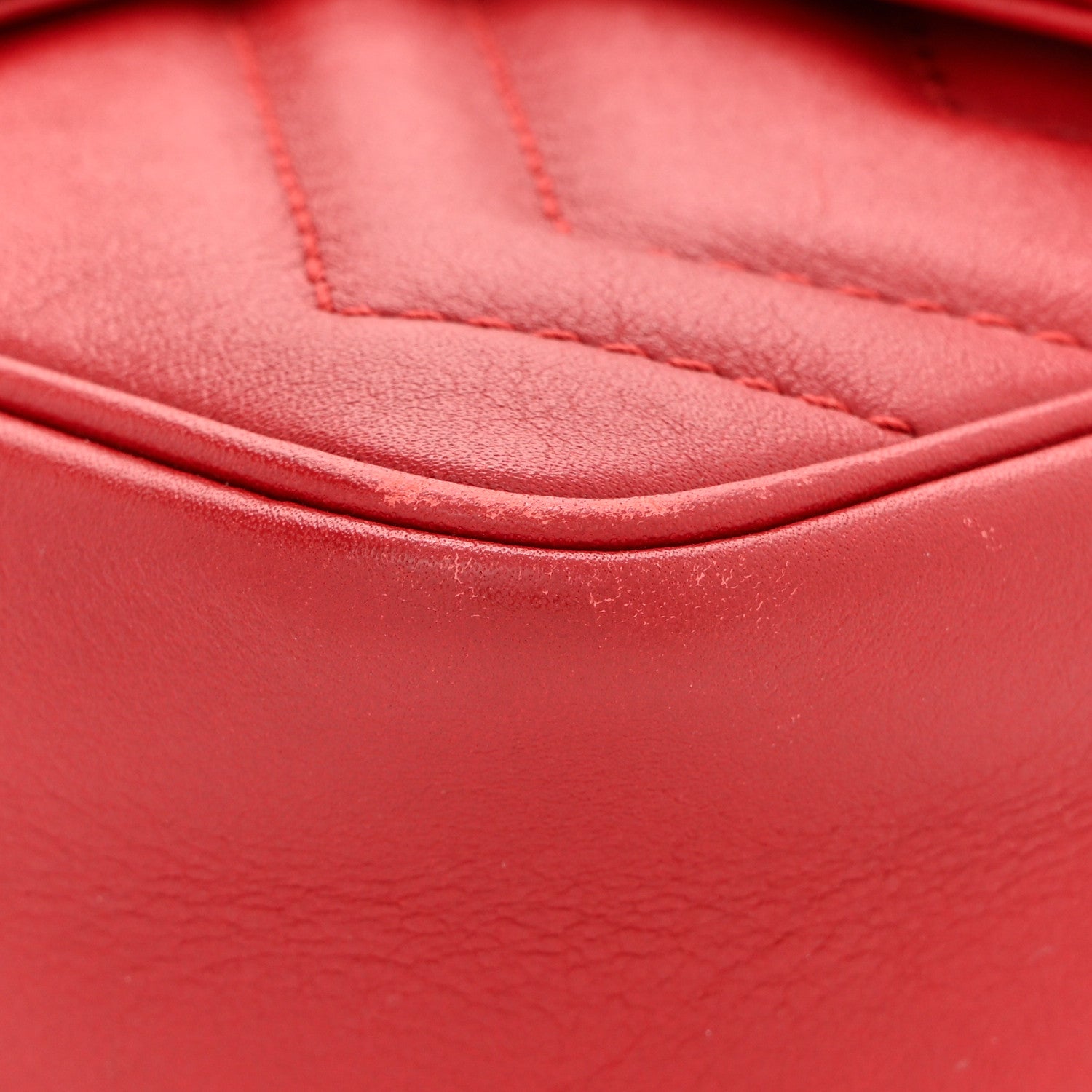 Gucci Calfskin Matelasse Super Mini GG Marmont Shoulder Bag Hibiscus Red 12 of 13