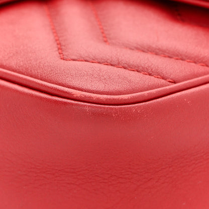 Gucci Calfskin Matelasse Super Mini GG Marmont Shoulder Bag Hibiscus Red 12 of 13