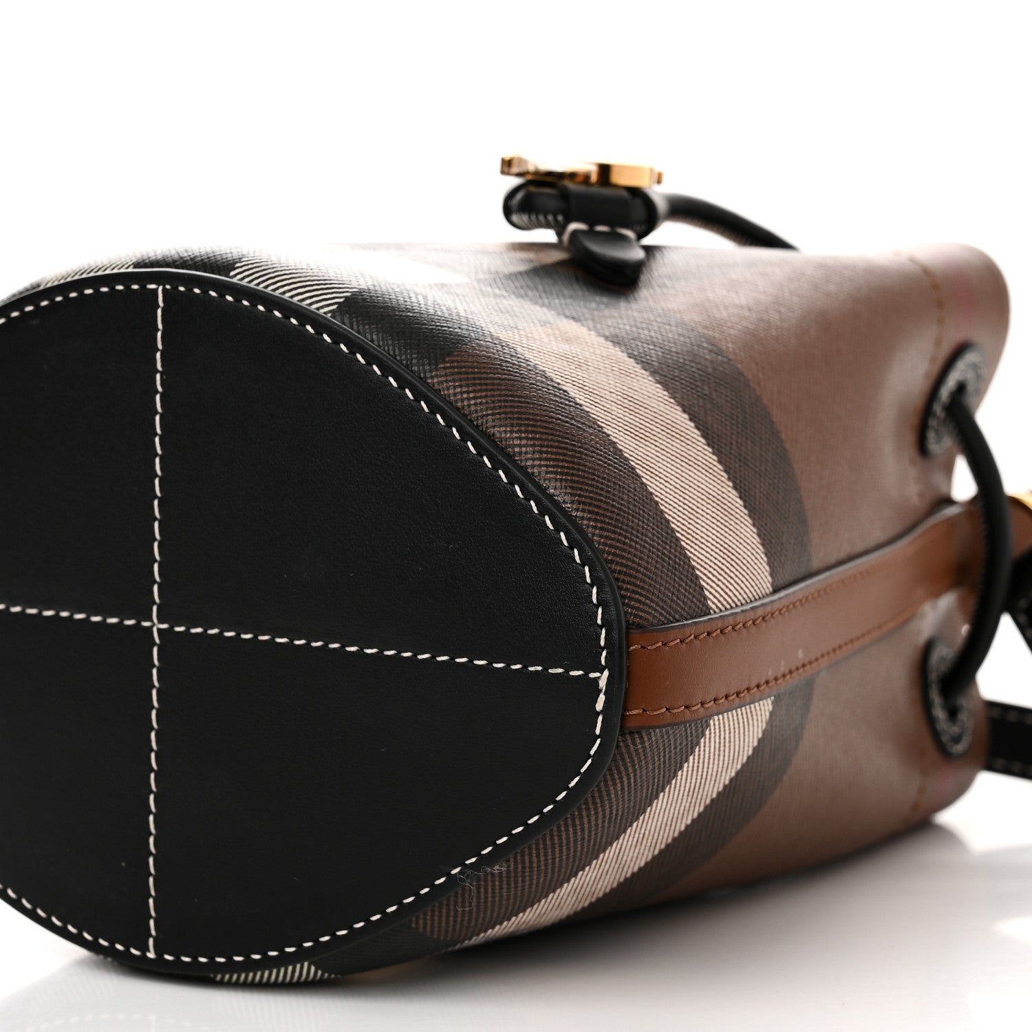Burberry Giant Check Calfskin TB Mini Bucket Bag Dark Birch 10 of 10
