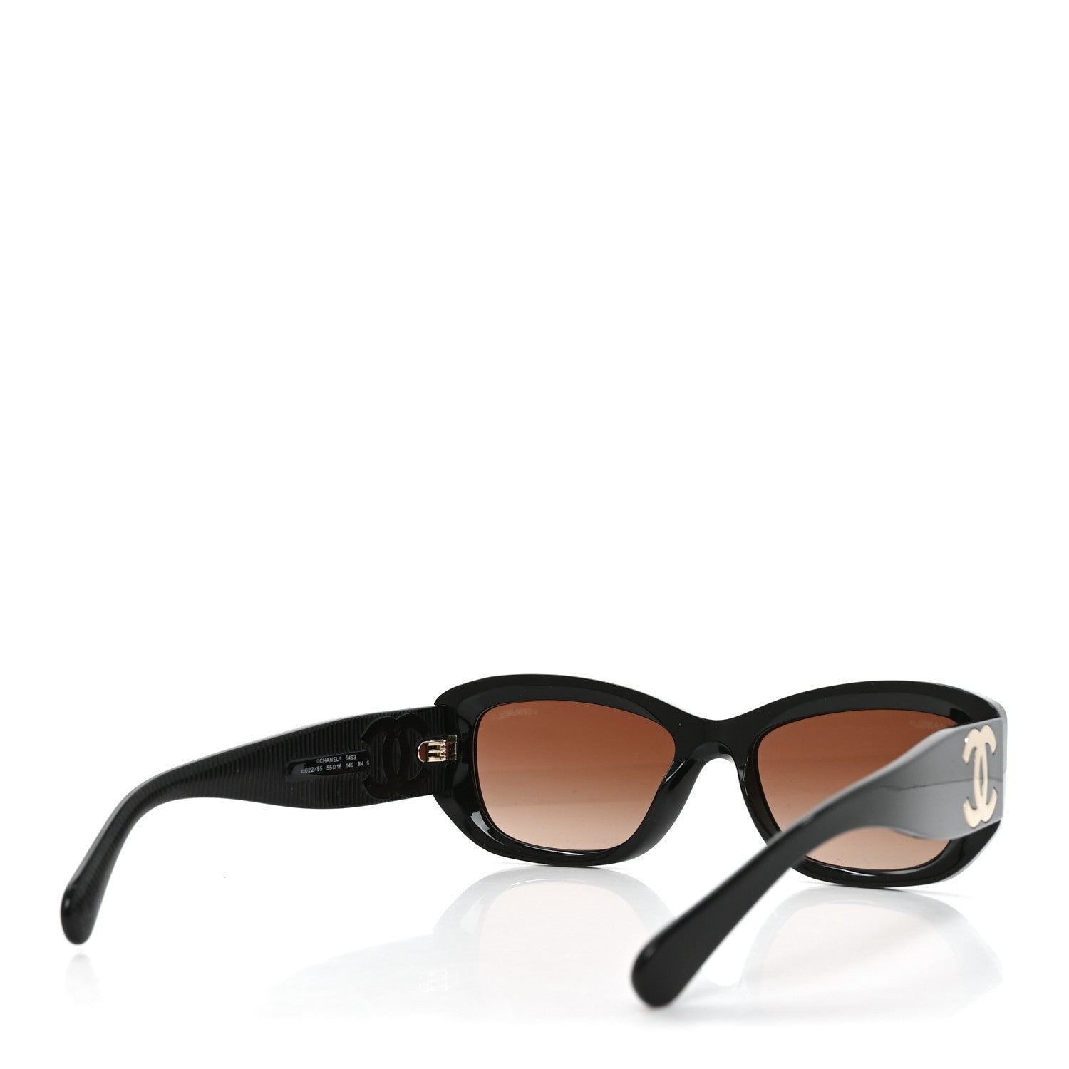 Chanel Acetate Rectangle Sunglasses 5493 Black Brown 4 of 7