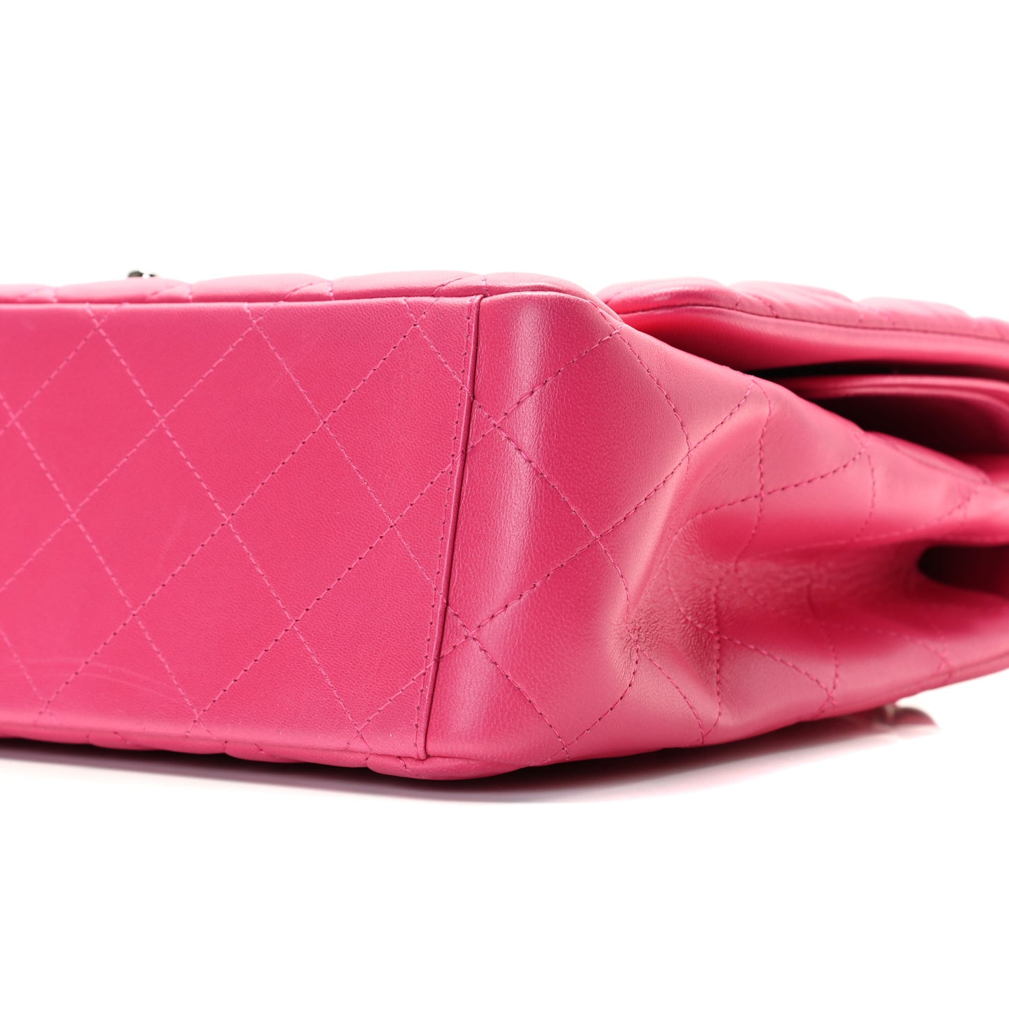 Lambskin Quilted Jumbo Double Flap Dark Pink