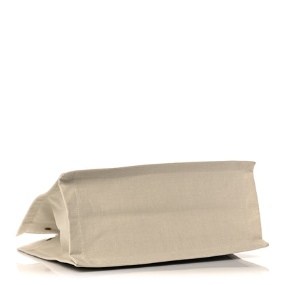 Saint Laurent Linen Calfskin Small Rive Gauche Tote Military Green Blanc Vintage 3 of 10
