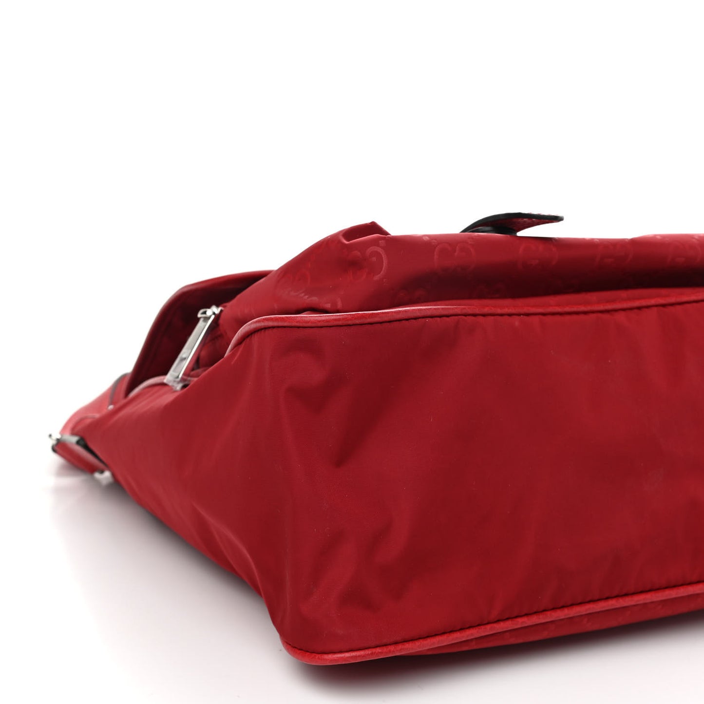 Nylon Monogram Double Buckle Flap Messenger Bag Vibrant Red