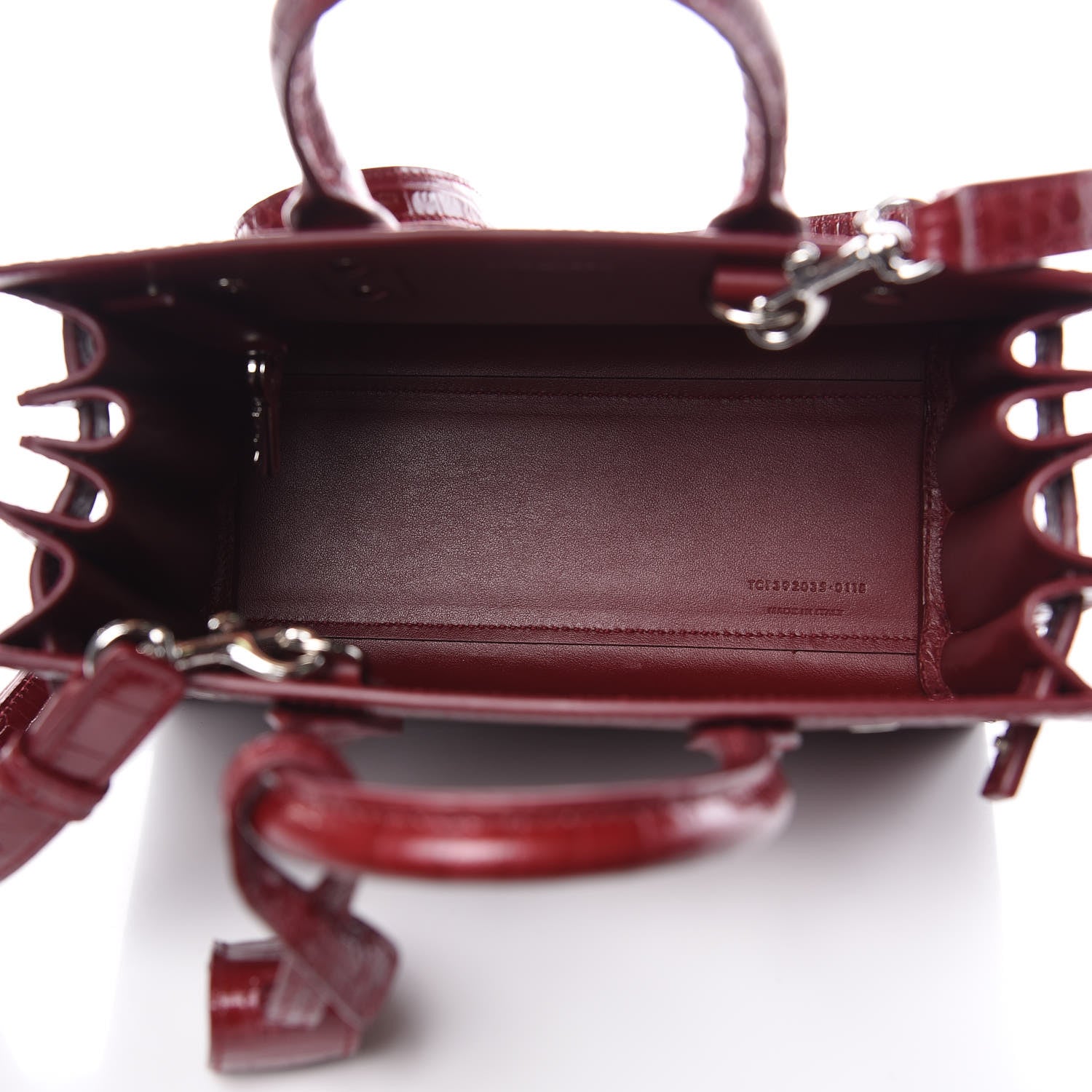 Saint Laurent Calfskin Crocodile Embossed Nano Sac De Jour Dark Red 5 of 10