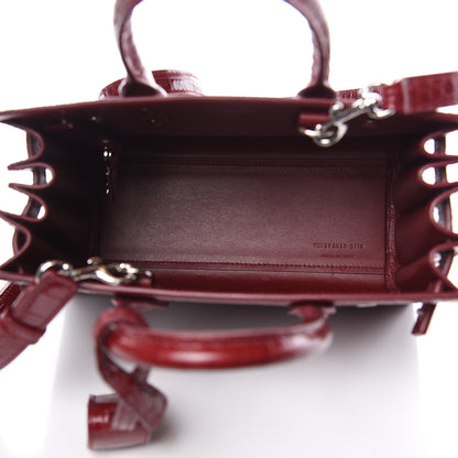 Saint Laurent Calfskin Crocodile Embossed Nano Sac De Jour Dark Red 5 of 10