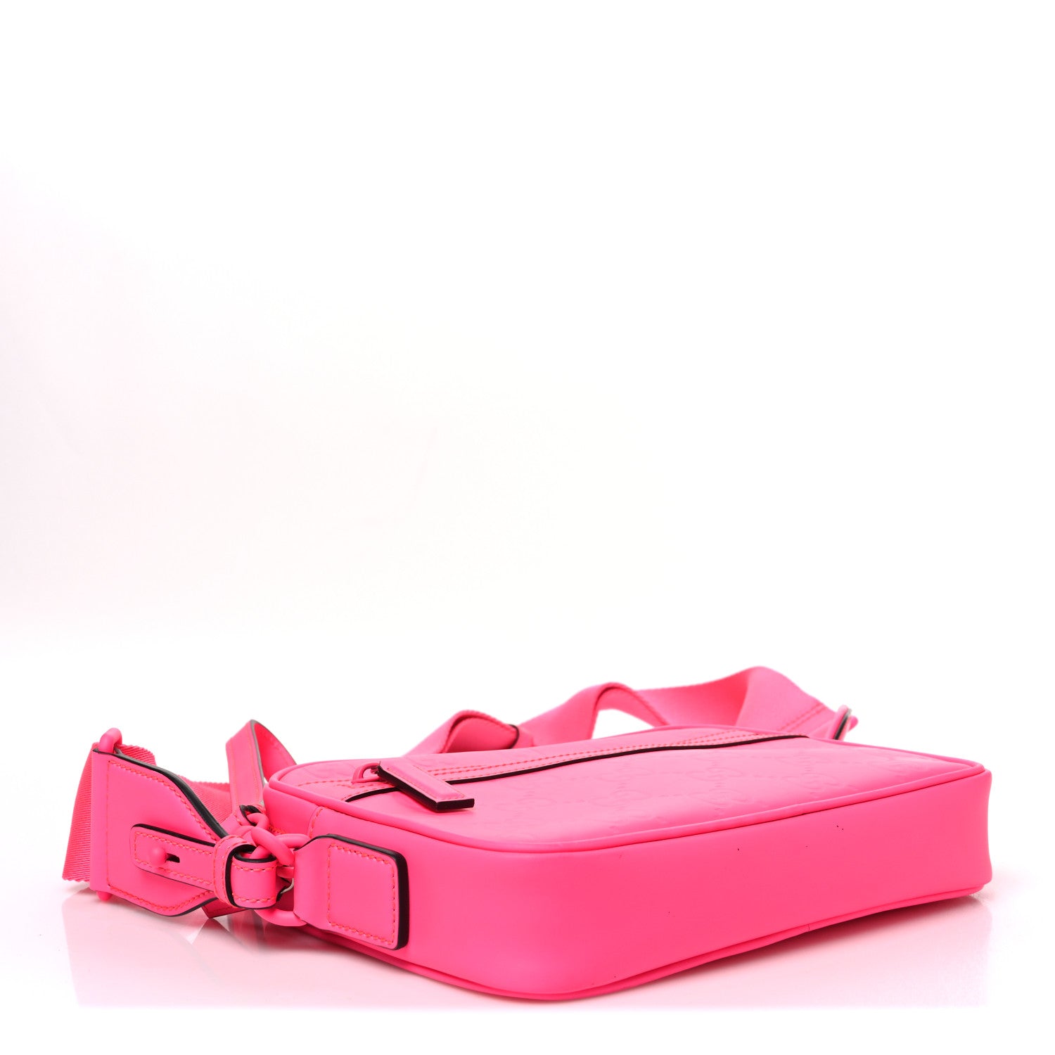 Gucci Rubber Effect Monogram GG Crossbody Bag Fluorescent Fuchsia 4 of 11