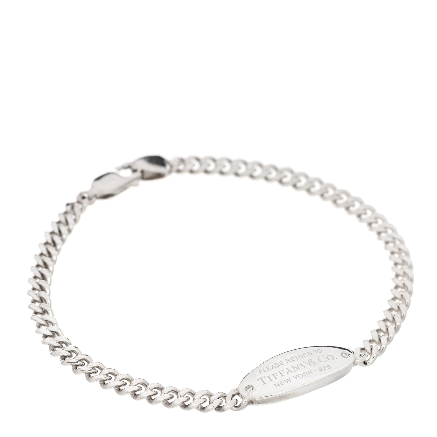 Sterling Silver Diamond Return To Tiffany Oval ID Bracelet