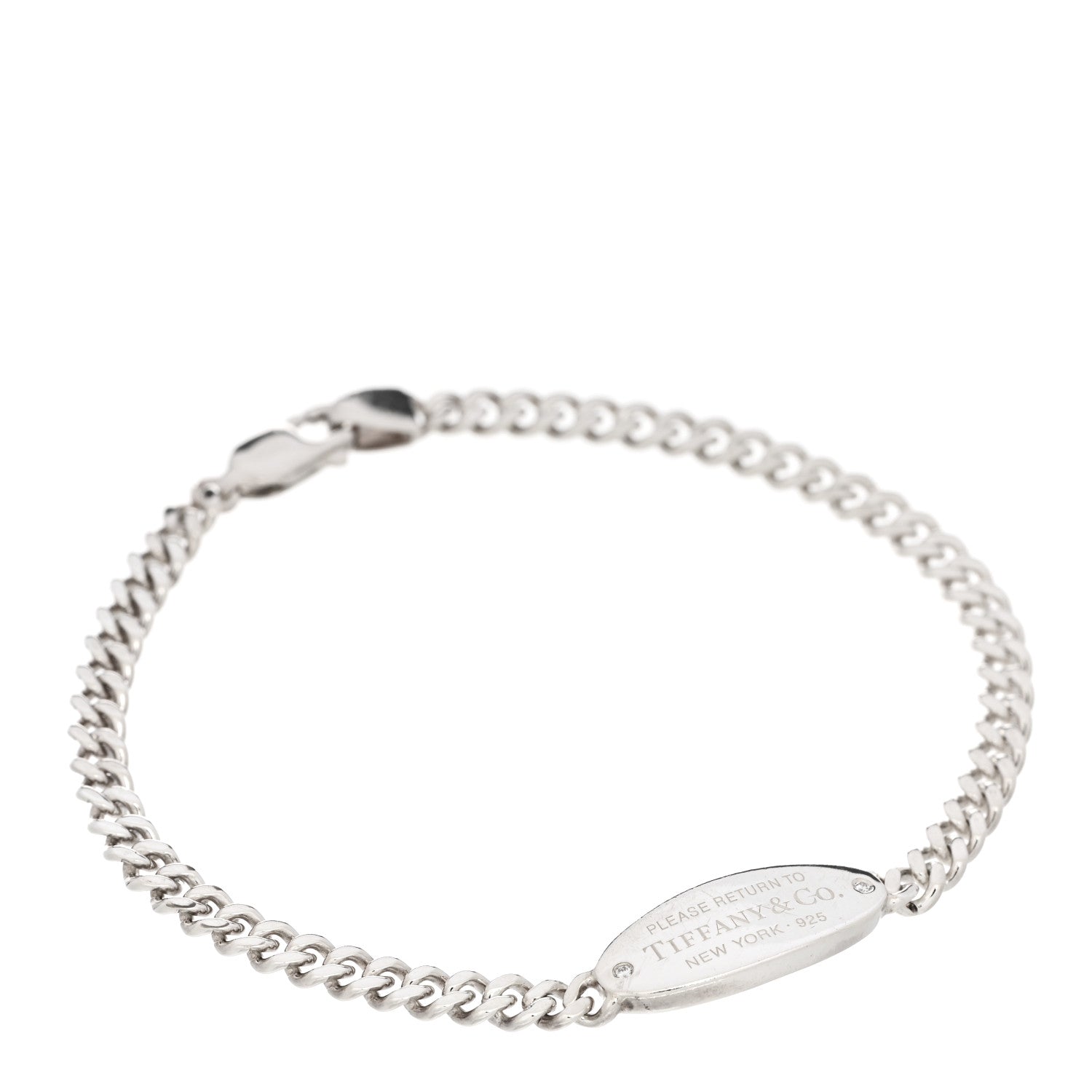 Tiffany Sterling Silver Diamond Return To Tiffany Oval ID Bracelet 1 of 3
