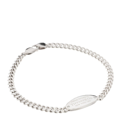 Tiffany Sterling Silver Diamond Return To Tiffany Oval ID Bracelet 1 of 3