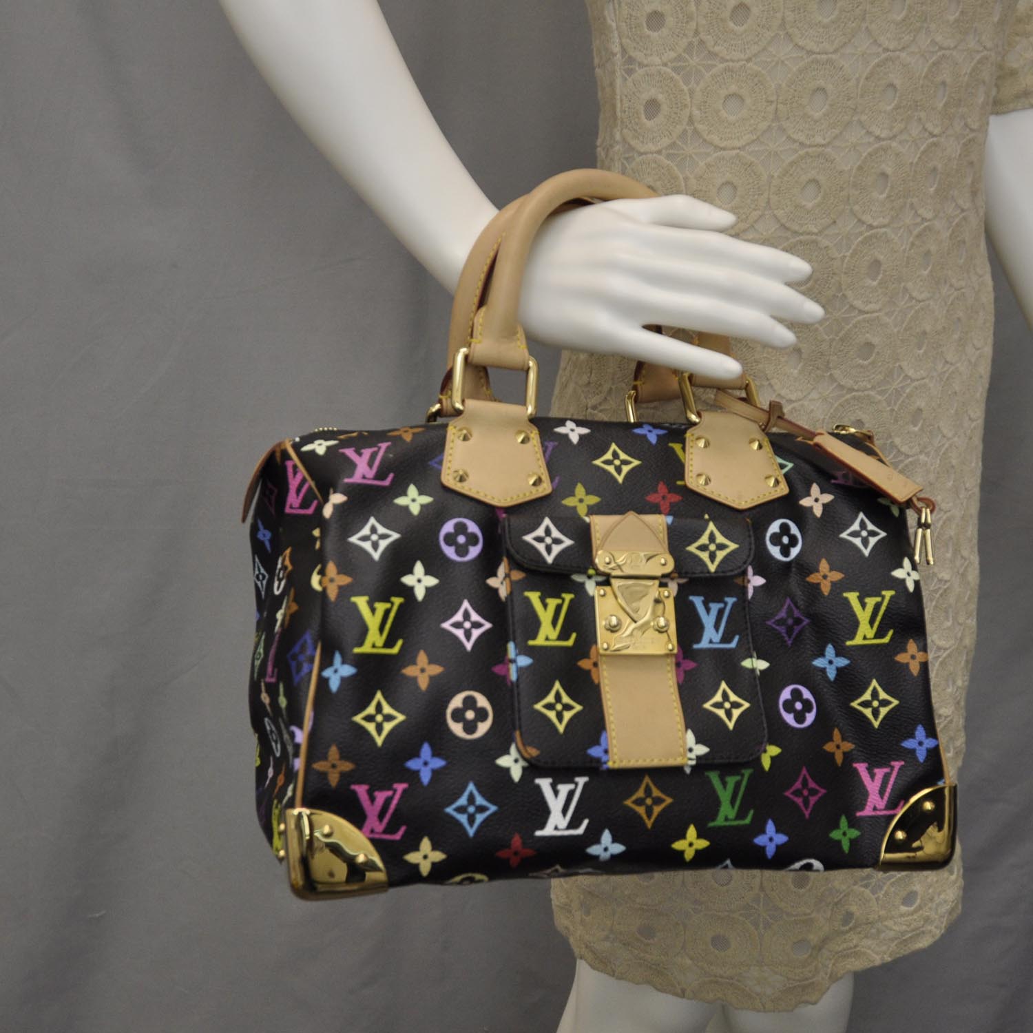 Louis Vuitton Monogram Multicolor Speedy 30 Black 2 of 7
