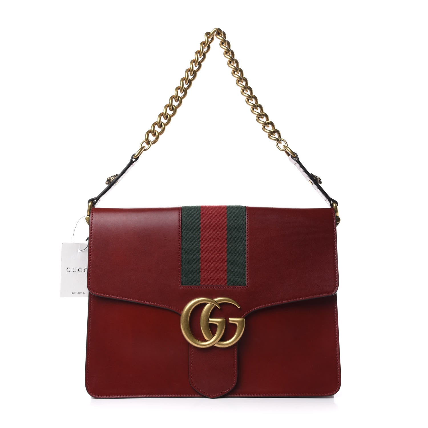 Gucci Tuscany Lux Calfskin Web GG Marmont Shoulder Bag Red 1 of 11