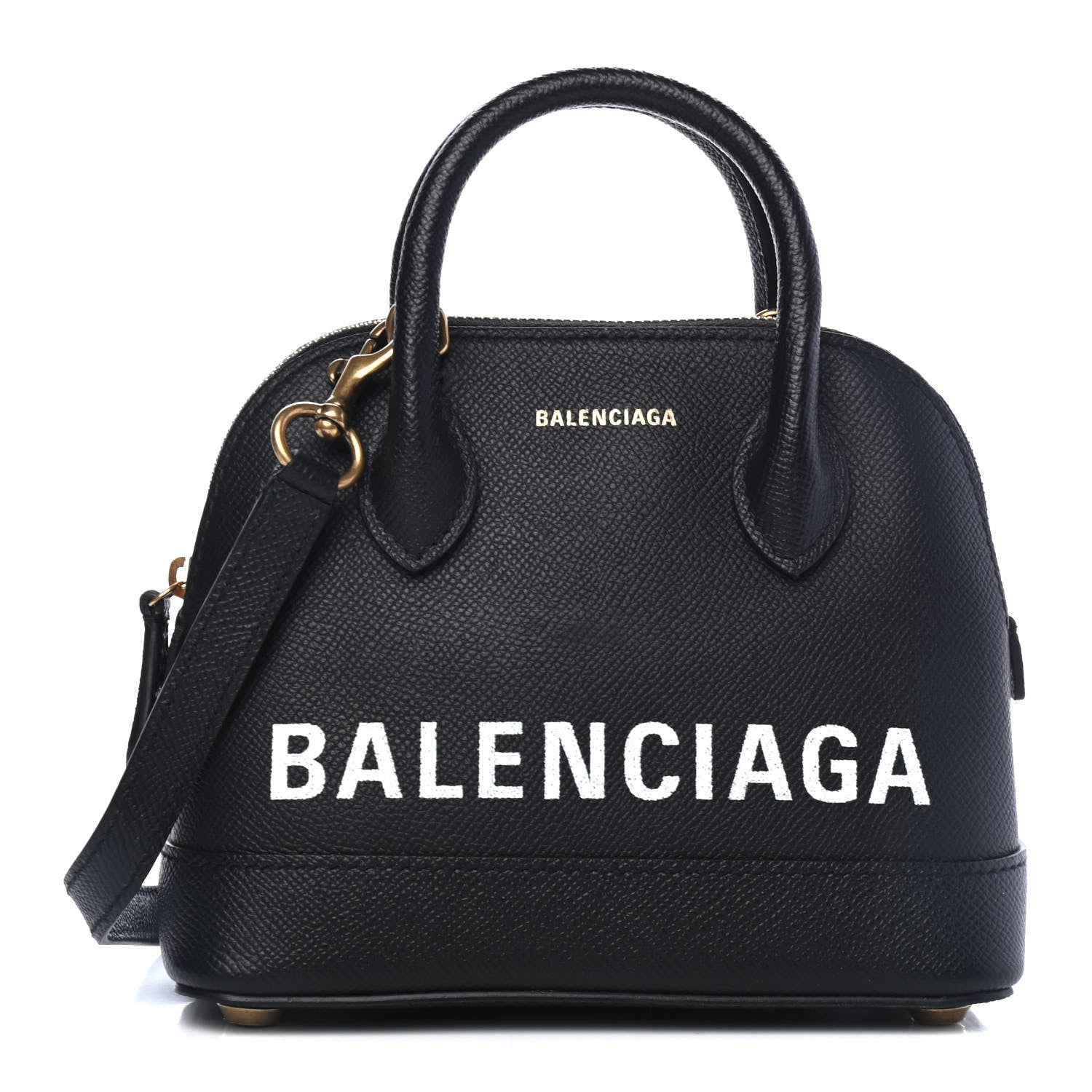 Balenciaga Signature Grained Calfskin XXS Ville Top Handle Bag Black White 1 of 4