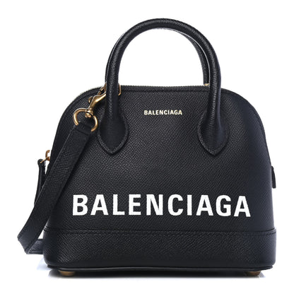 Balenciaga Signature Grained Calfskin XXS Ville Top Handle Bag Black White 1 of 4