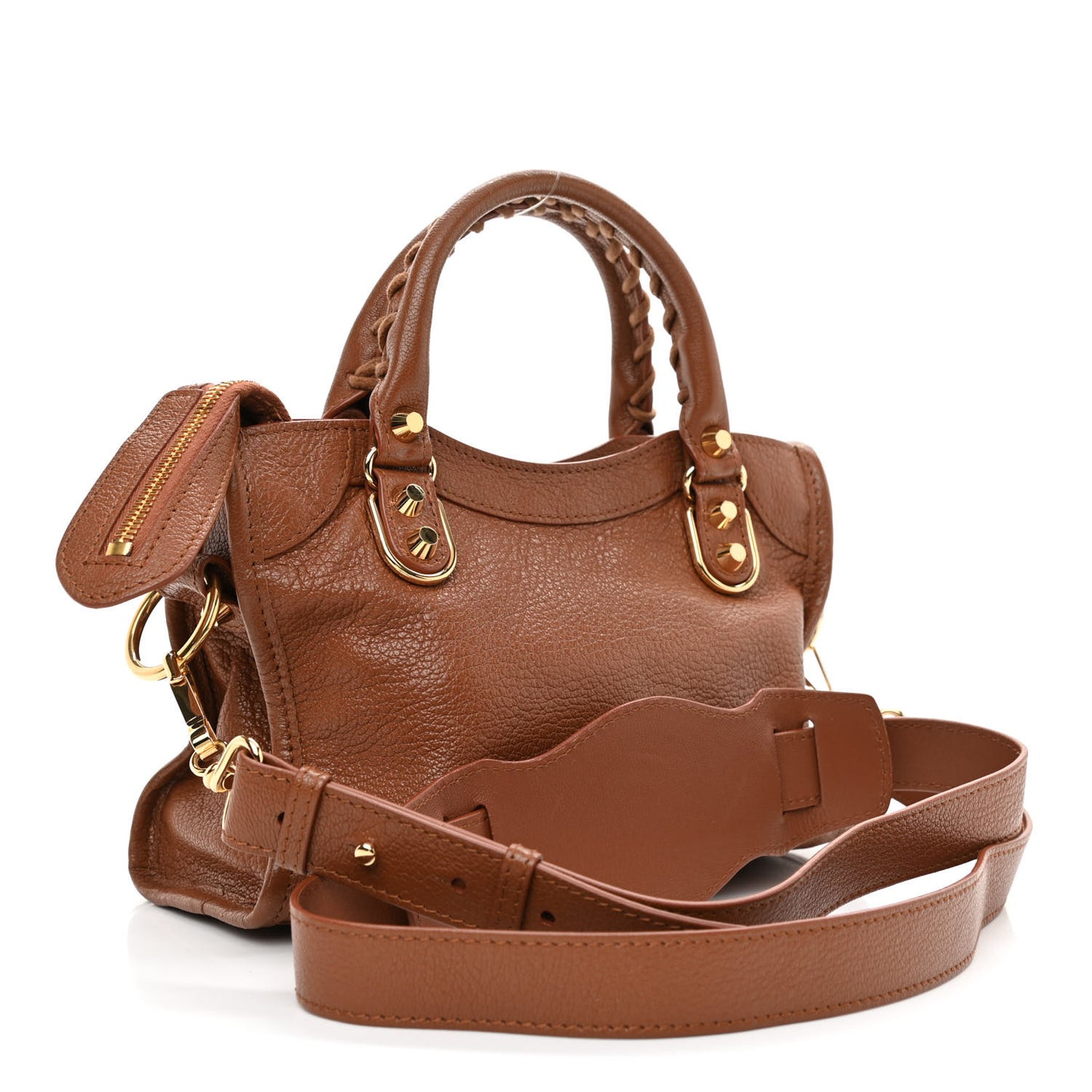 Agneau Classic Gold Hardware Mini City Marron Cognac