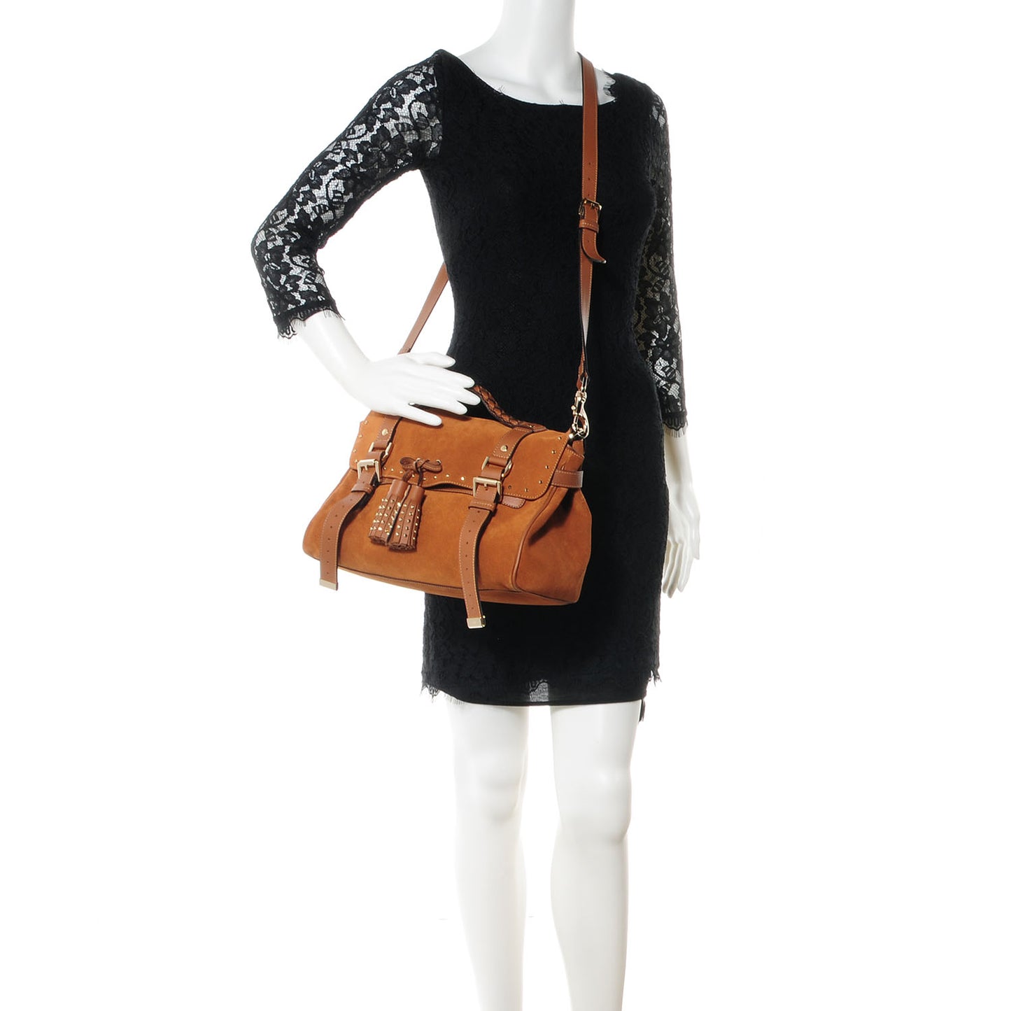 Heavy Suede Alexa Tassel Satchel Oak