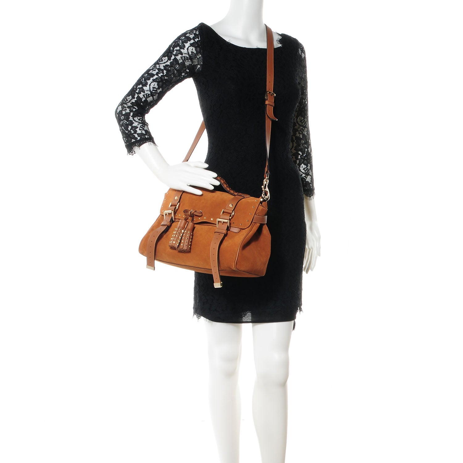 Mulberry Heavy Suede Alexa Tassel Satchel Oak 2 of 13
