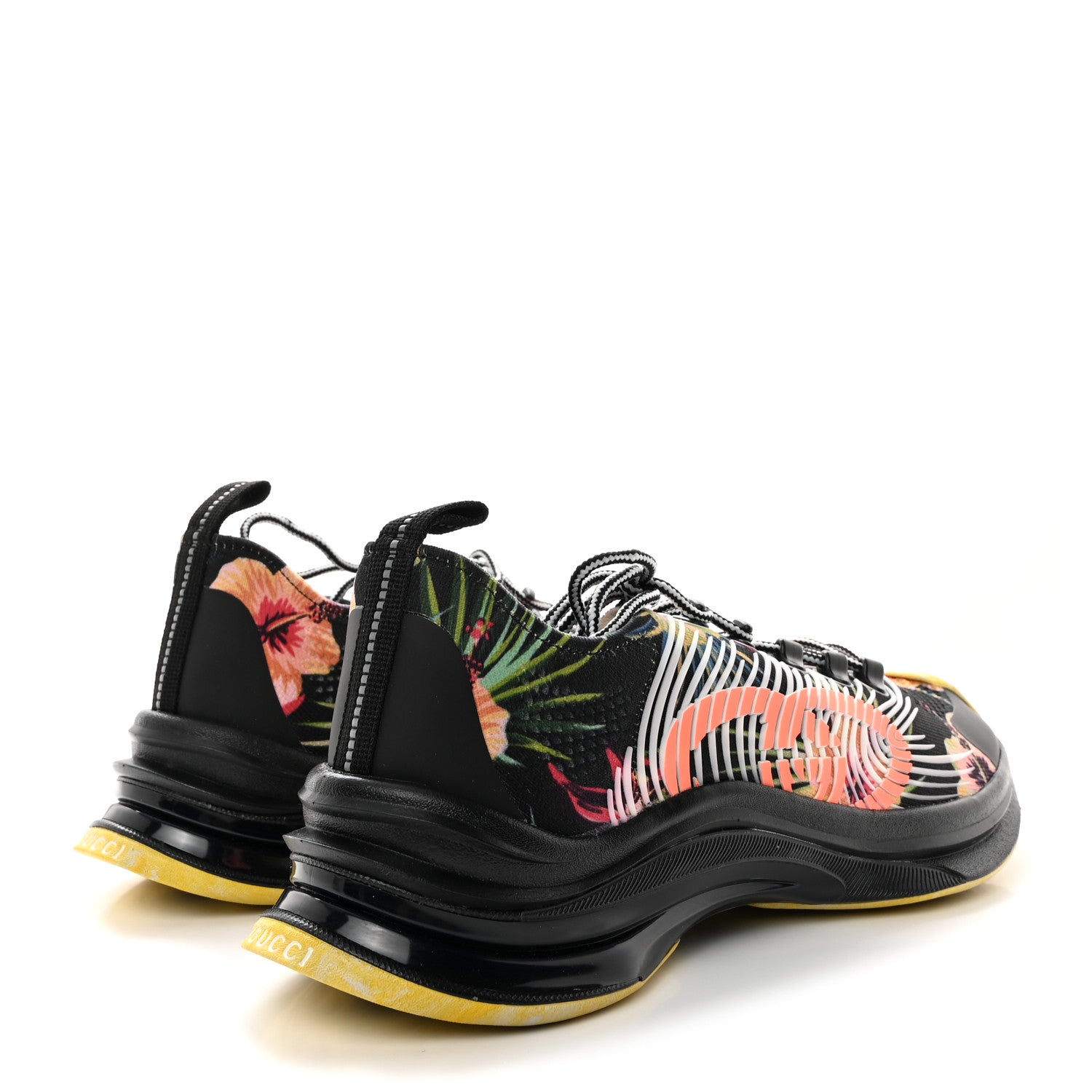 Gucci Technical Knit Fabric Waves Mens Gucci Run Sneakers 10.5 Black Multicolor 4 of 9