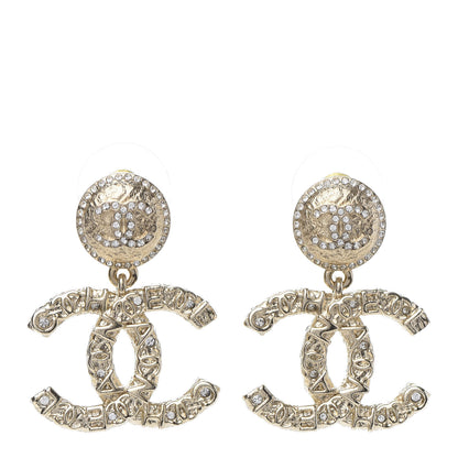 Chanel Crystal CC Drop Logo Earrings Gold 1 of 5