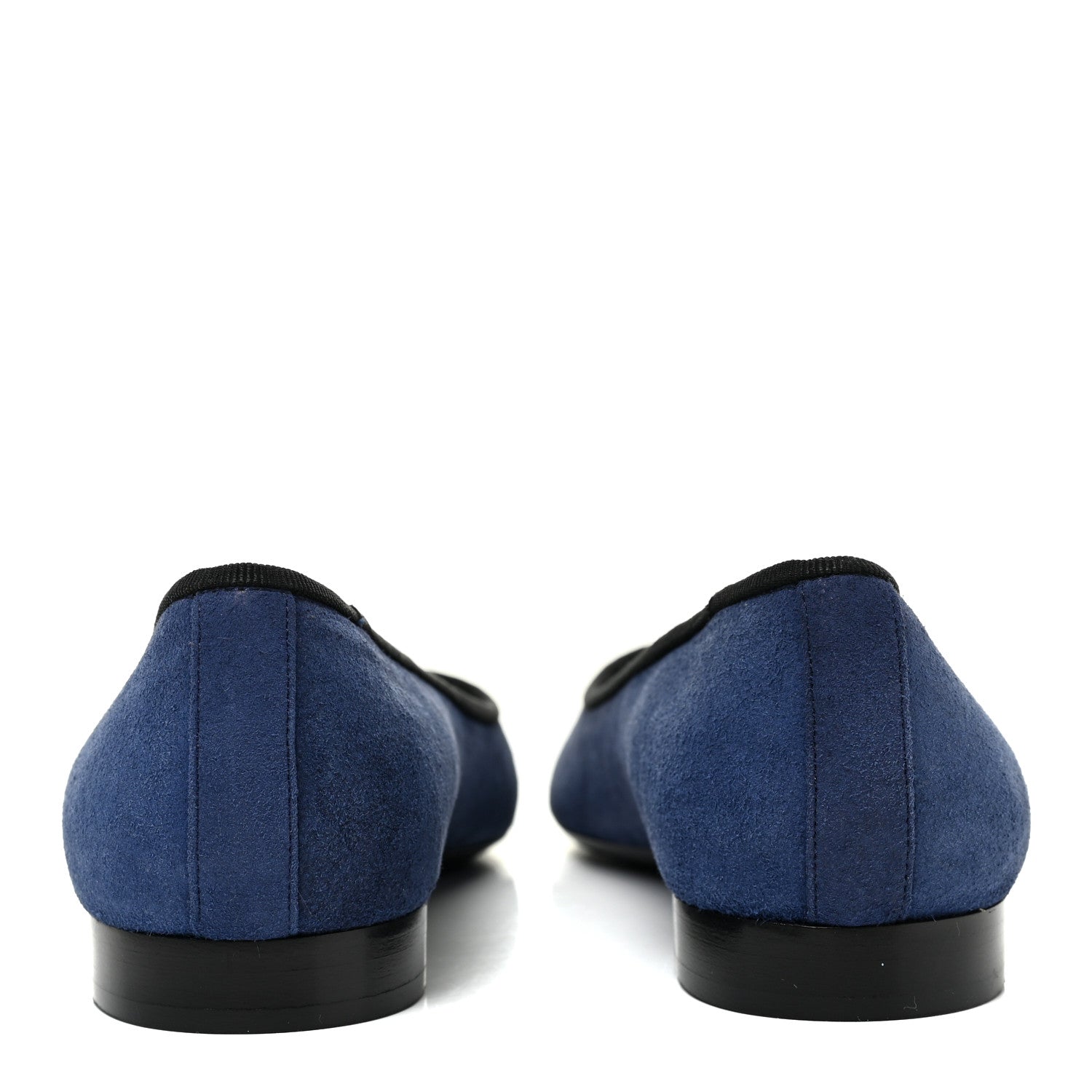 Chanel Suede Cap Toe CC Ballerina Flats 37 Blue Black 4 of 14