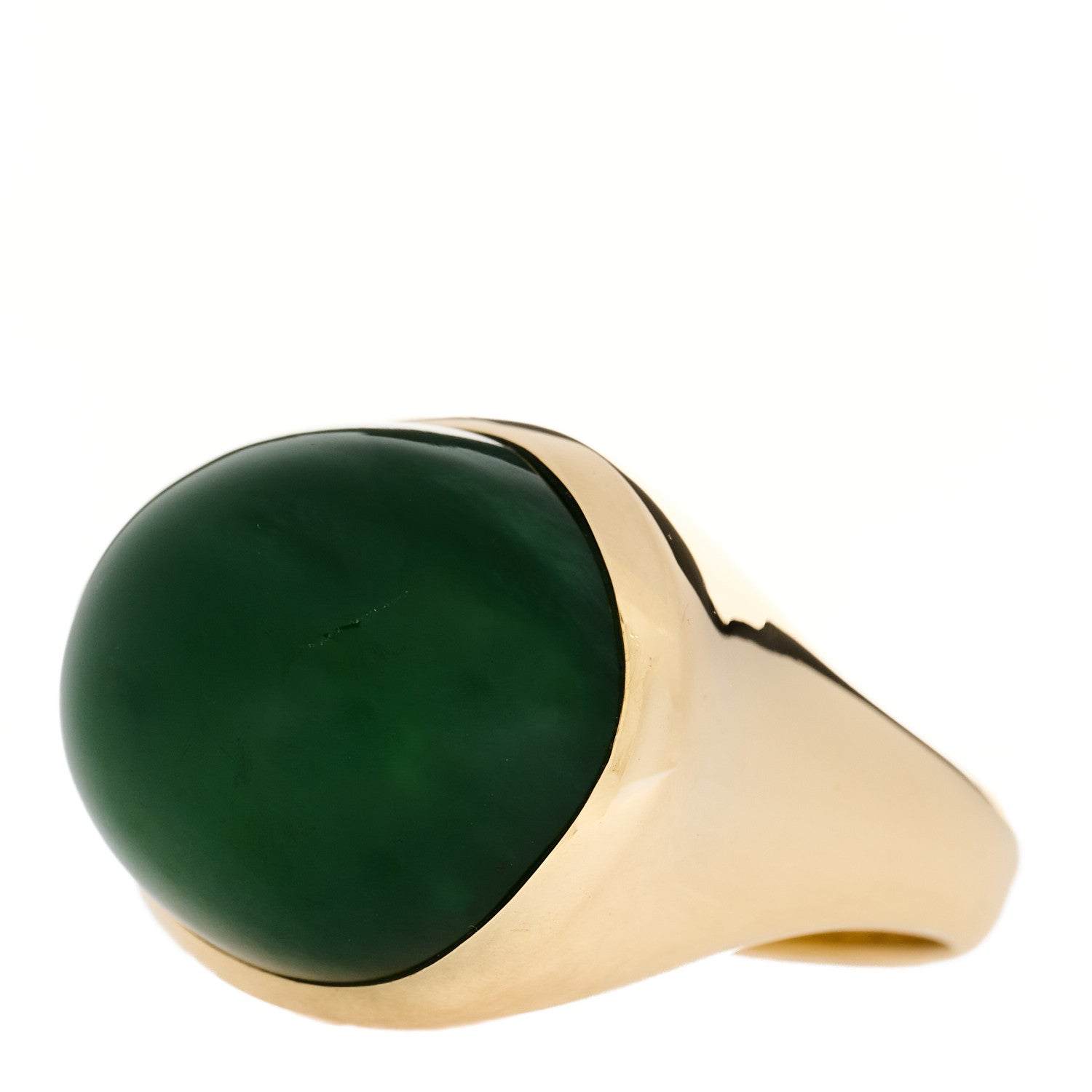 Tiffany 18k Yellow Gold Green Jade 19mm Elsa Peretti Cabochon Ring 57 8 4 of 6