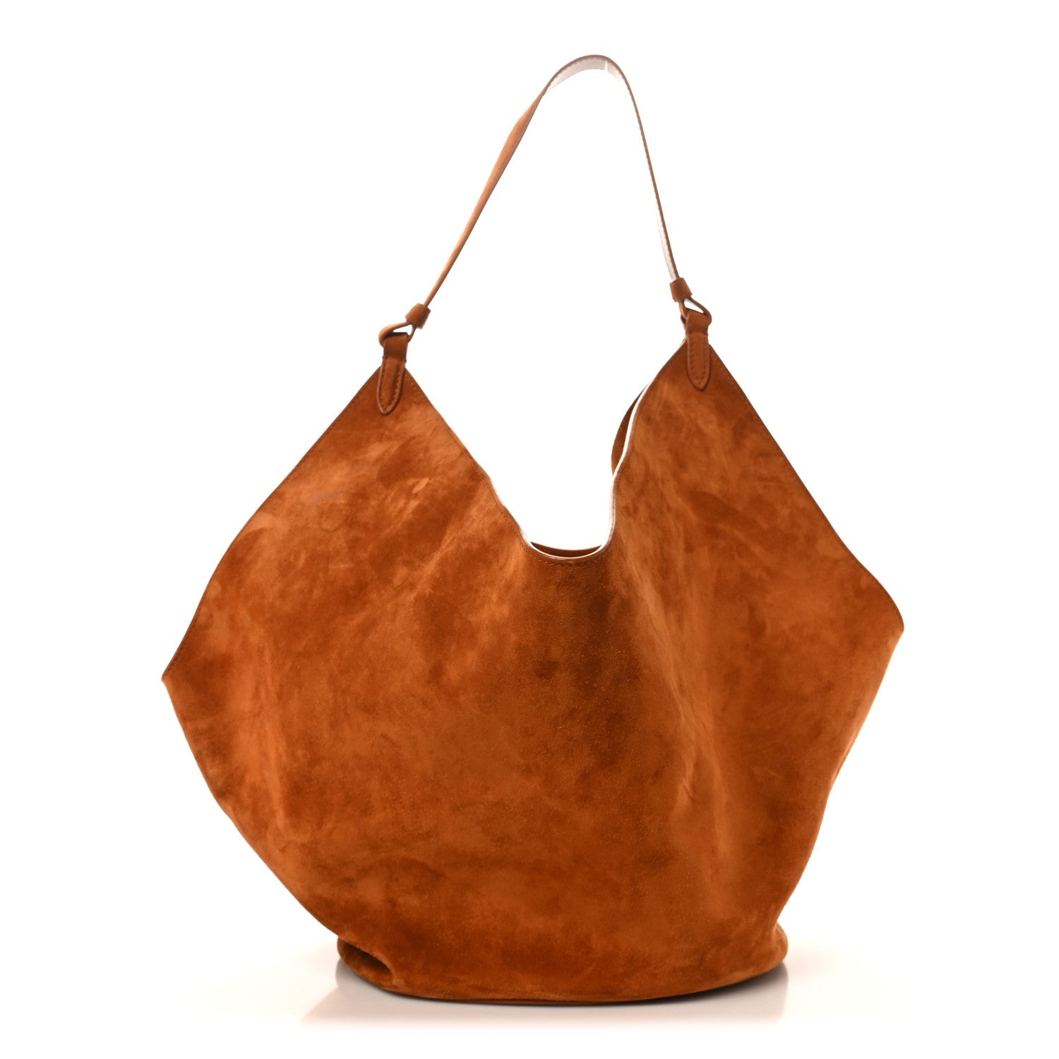 Khaite Suede Calfskin Medium Lotus Tote Caramel 1 of 8