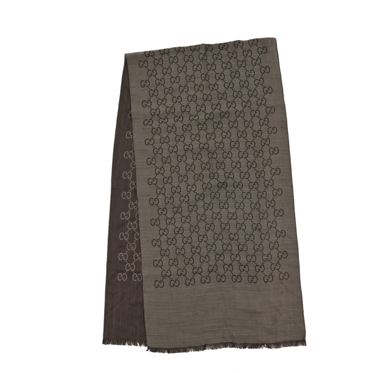 Wool Silk GG Monogram GGNat Scarf Rope Dark Brown
