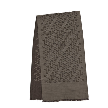 Gucci Wool Silk GG Monogram GGNat Scarf Rope Dark Brown 2 of 4