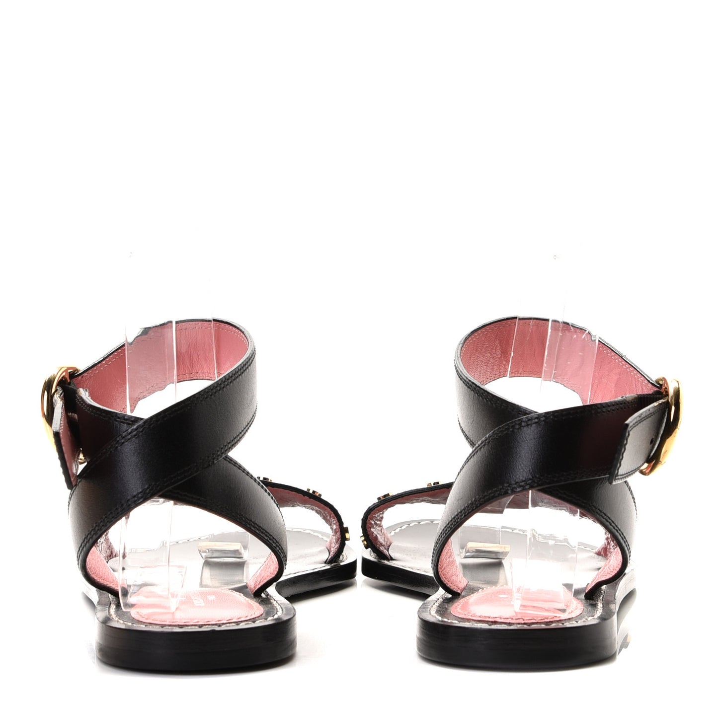 Calfskin Monogram Passenger Flat Sandals 37 Black