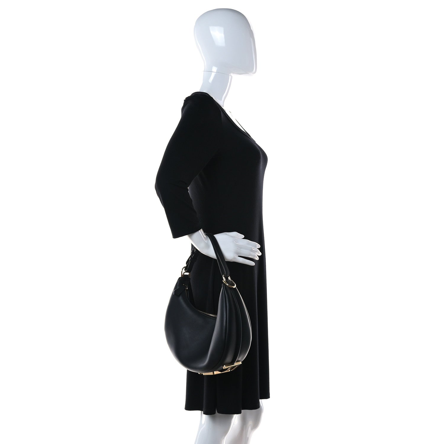 Fendi Vitello Grace Matte Small Fendigraphy Hobo Bag Black 1 of 15