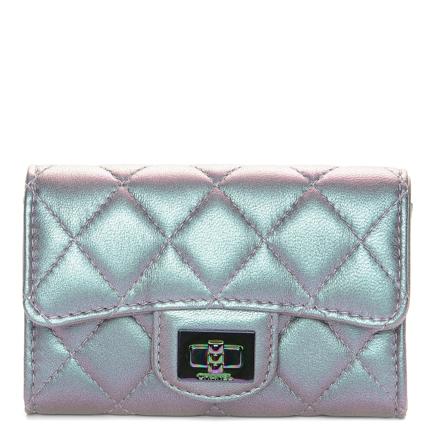 Chanel Iridescent Lambskin Quilted Reissue Flap Card Holder Light Purple 1 of 9