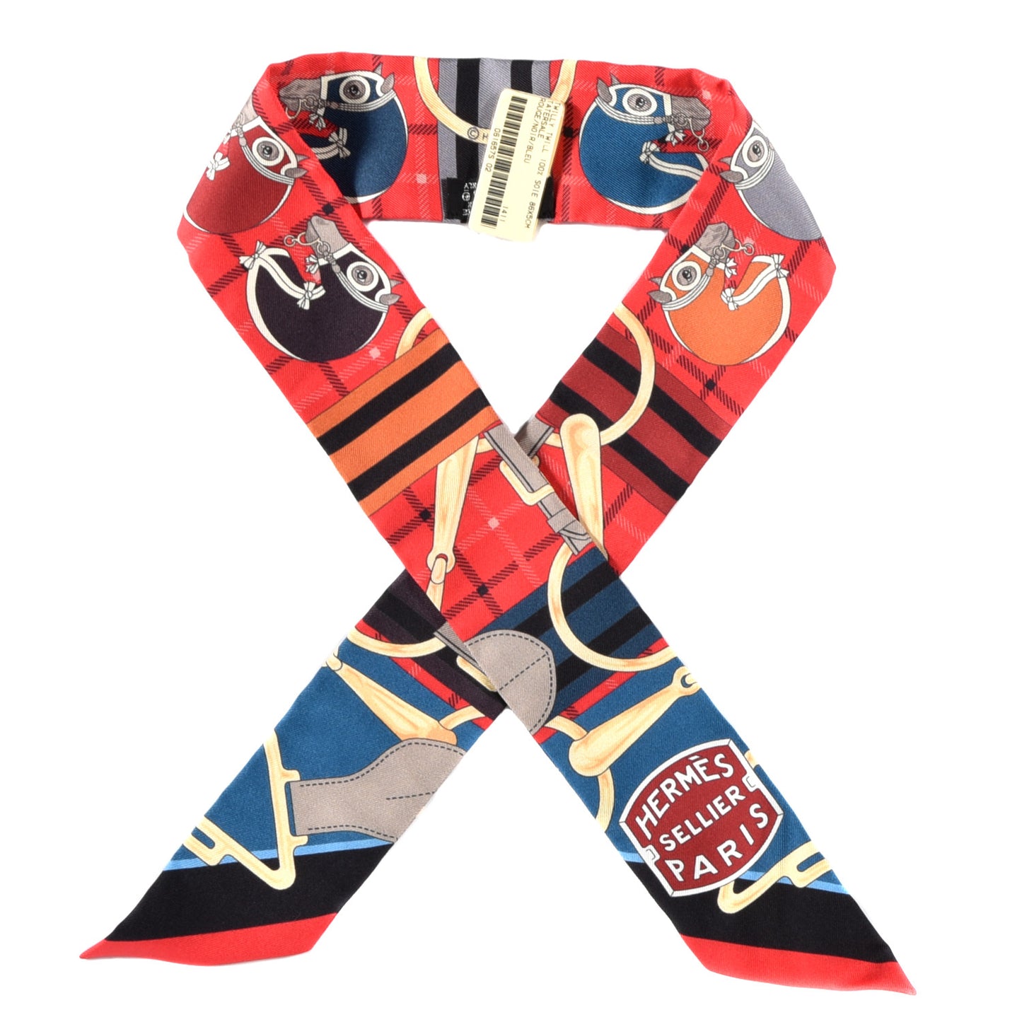 Silk Tatersale Twilly Rouge Black Bleu