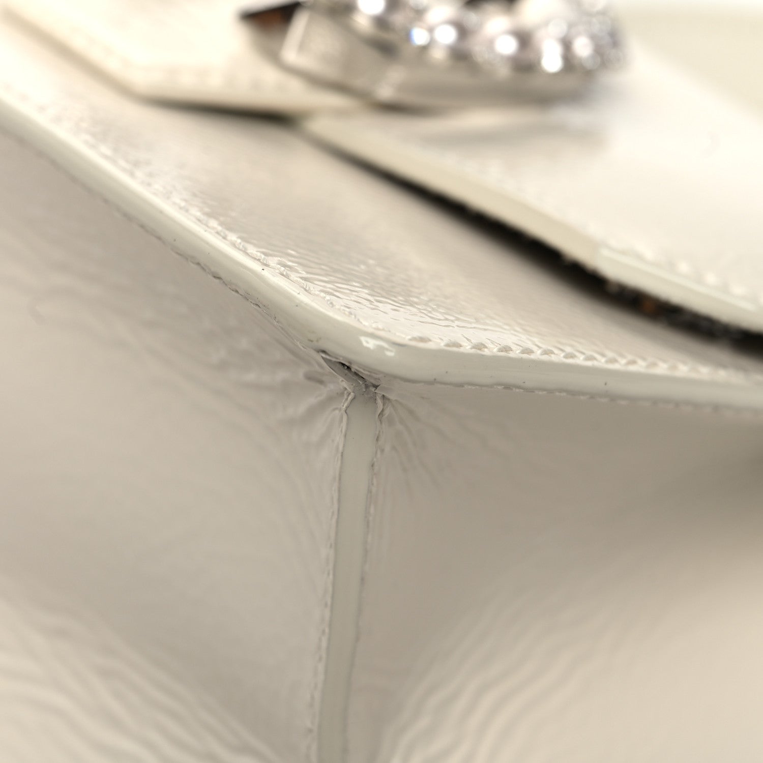 Jimmy Choo Textured Patent Calfskin Small Madeline Satchel Latte 9 of 13