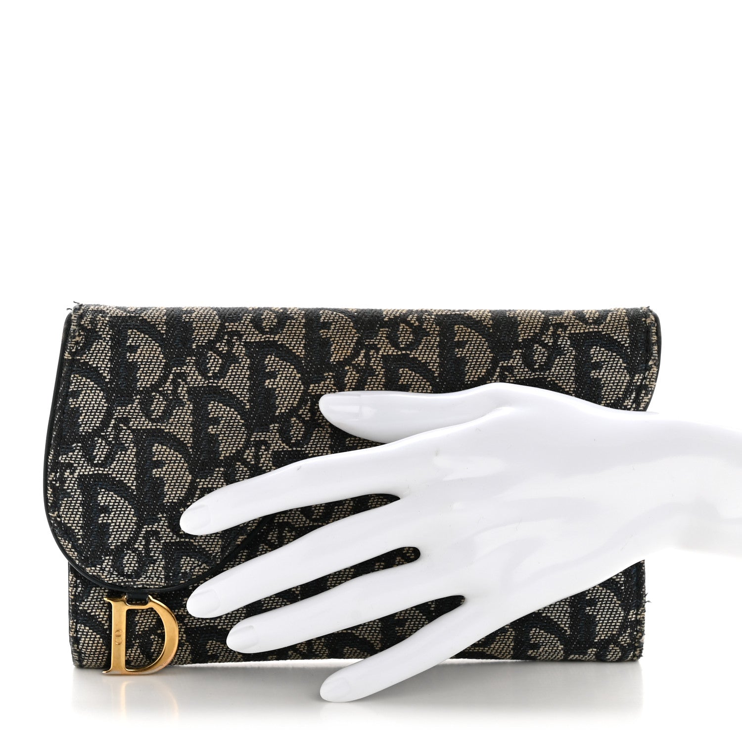 Christian Dior Monogram Saddle Wallet Navy 2 of 11