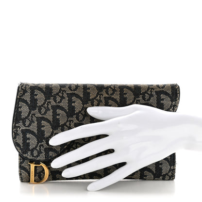 Christian Dior Monogram Saddle Wallet Navy 2 of 11