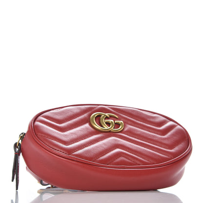 Gucci Calfskin Matelasse GG Marmont Belt Bag 95 38 Hibiscus Red 4 of 9