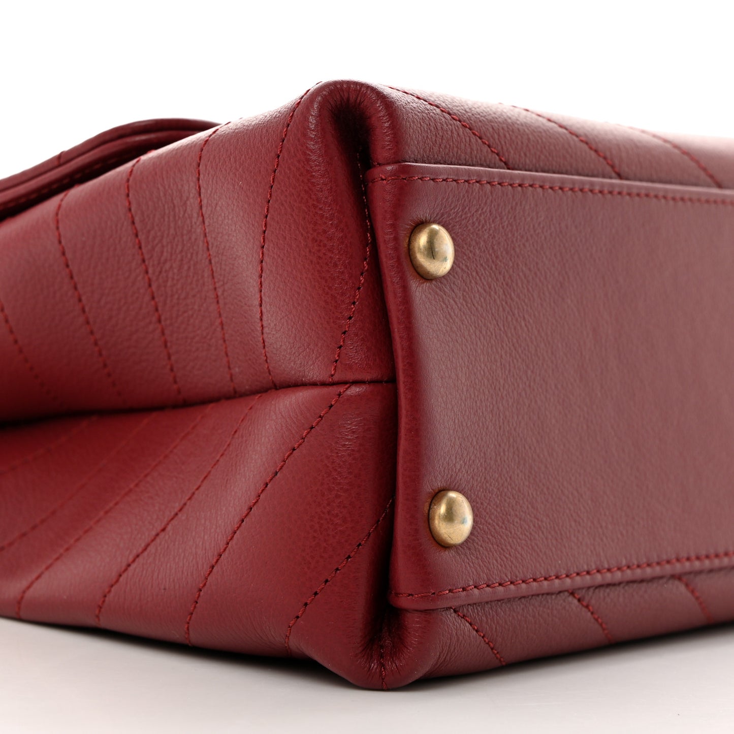 Grained Calfskin Snakeskin Small Chevron Chic Top Handle Flap Red