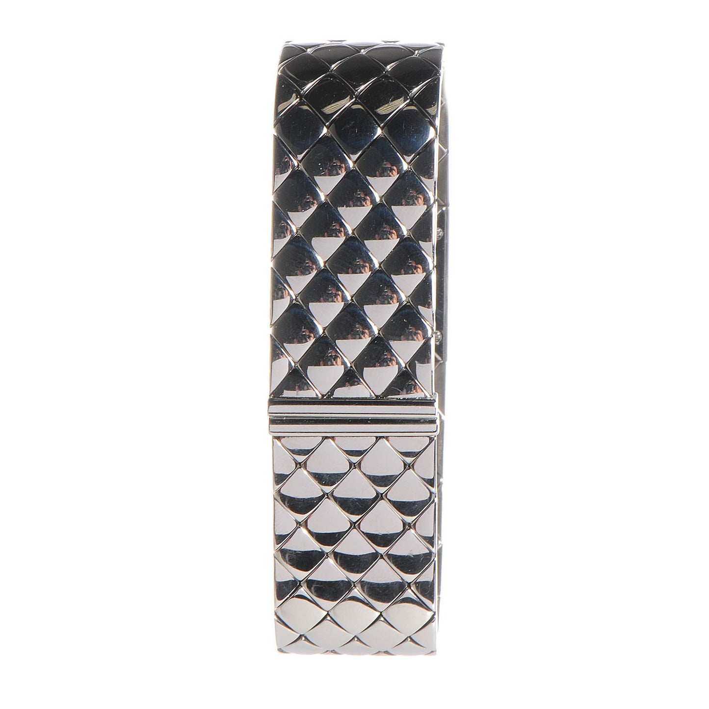Stainless Steel 19mm Quilted Matelasse Acier Quartz Watch Black