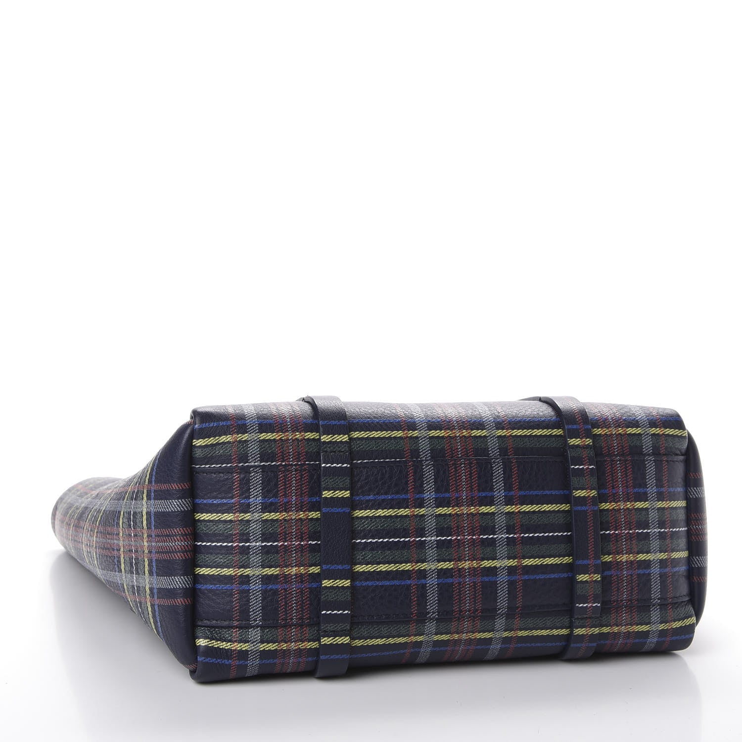 Balenciaga Calfskin Plaid XS Everyday Tote Bleu Navy Jaune 4 of 13