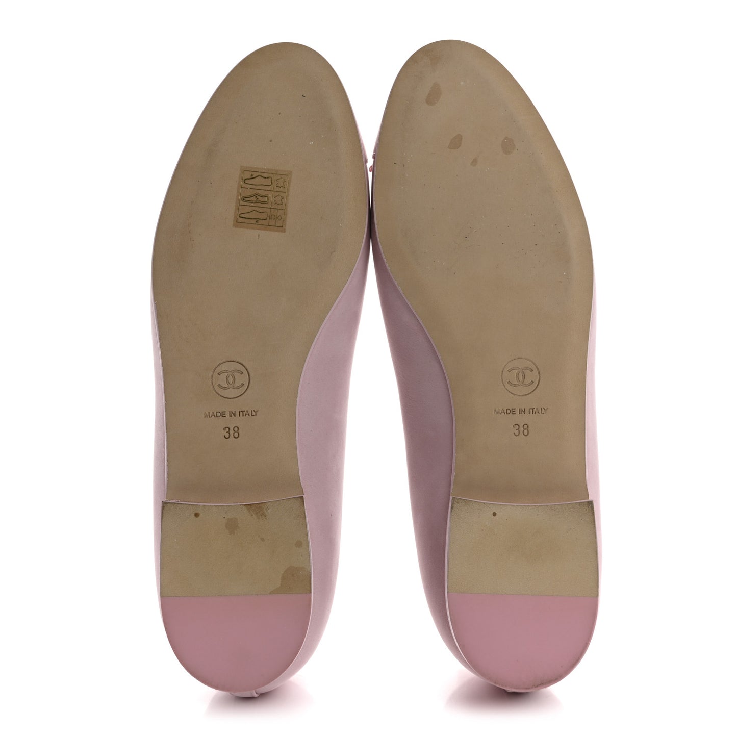 Suede Calfskin Cap Toe CC Ballerina Flats 38 Light Pink