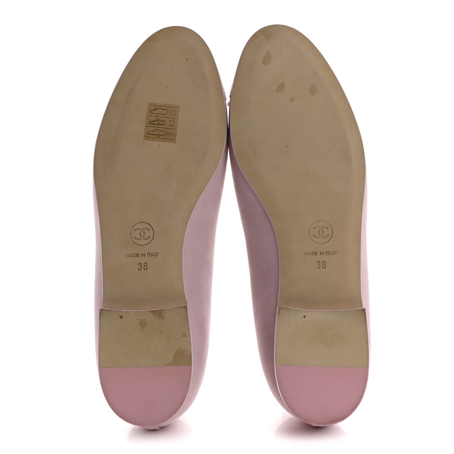 Chanel Suede Calfskin Cap Toe CC Ballerina Flats 38 Light Pink 6 of 10