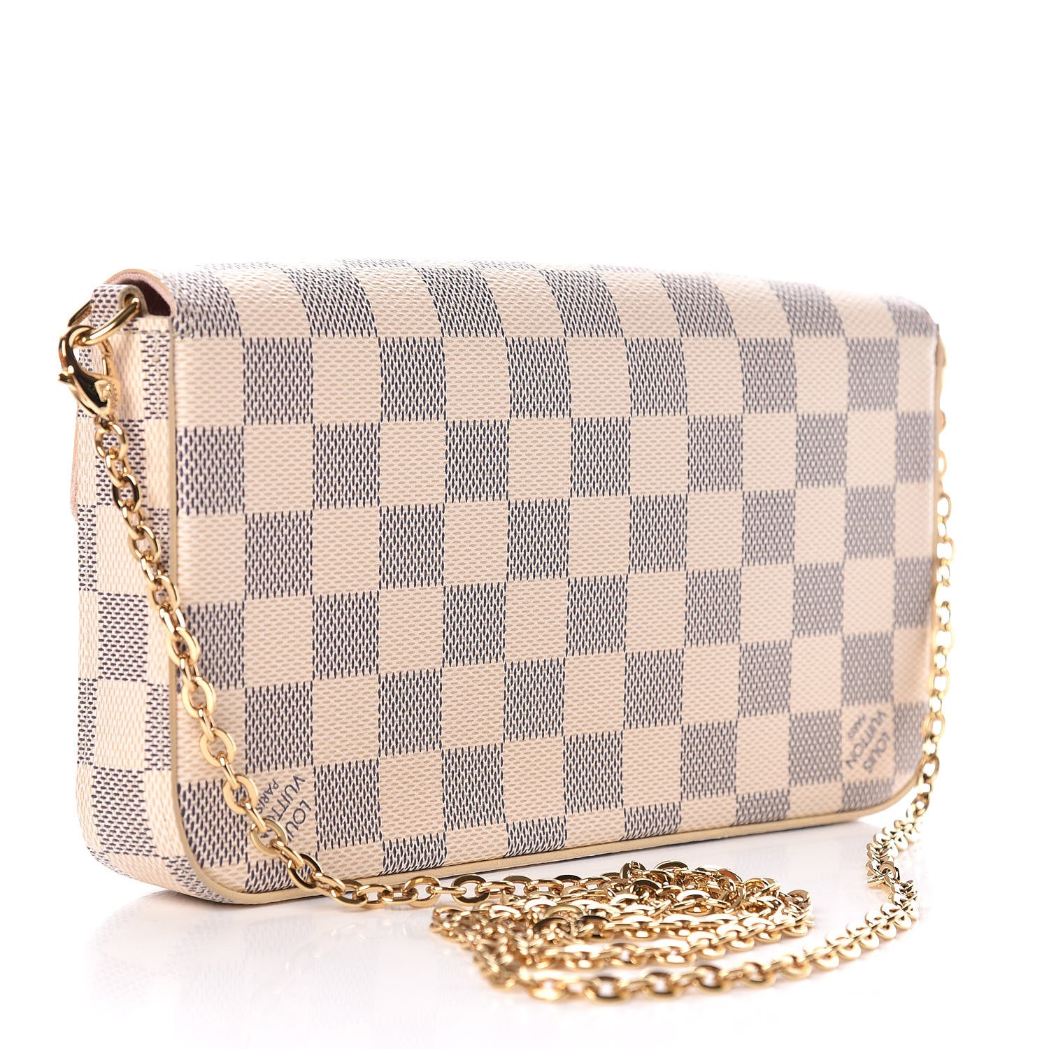 Louis Vuitton Damier Azur Pochette Felicie Chain Wallet Rose Ballerine 4 of 9