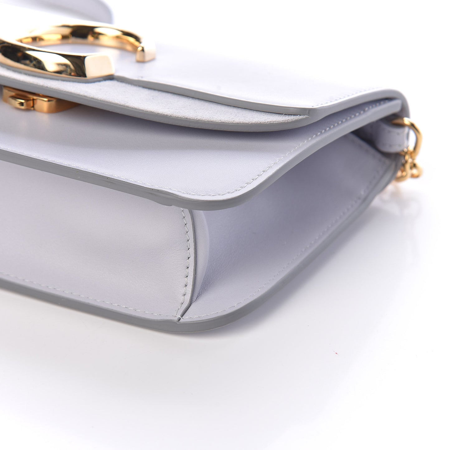 Calfskin Suede C Clutch With Chain Light Cloud