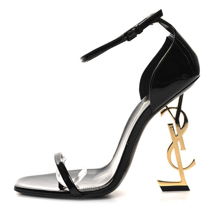 Saint Laurent Patent Calfskin Opyum 110 Sandals 39 Black Gold 1 of 9