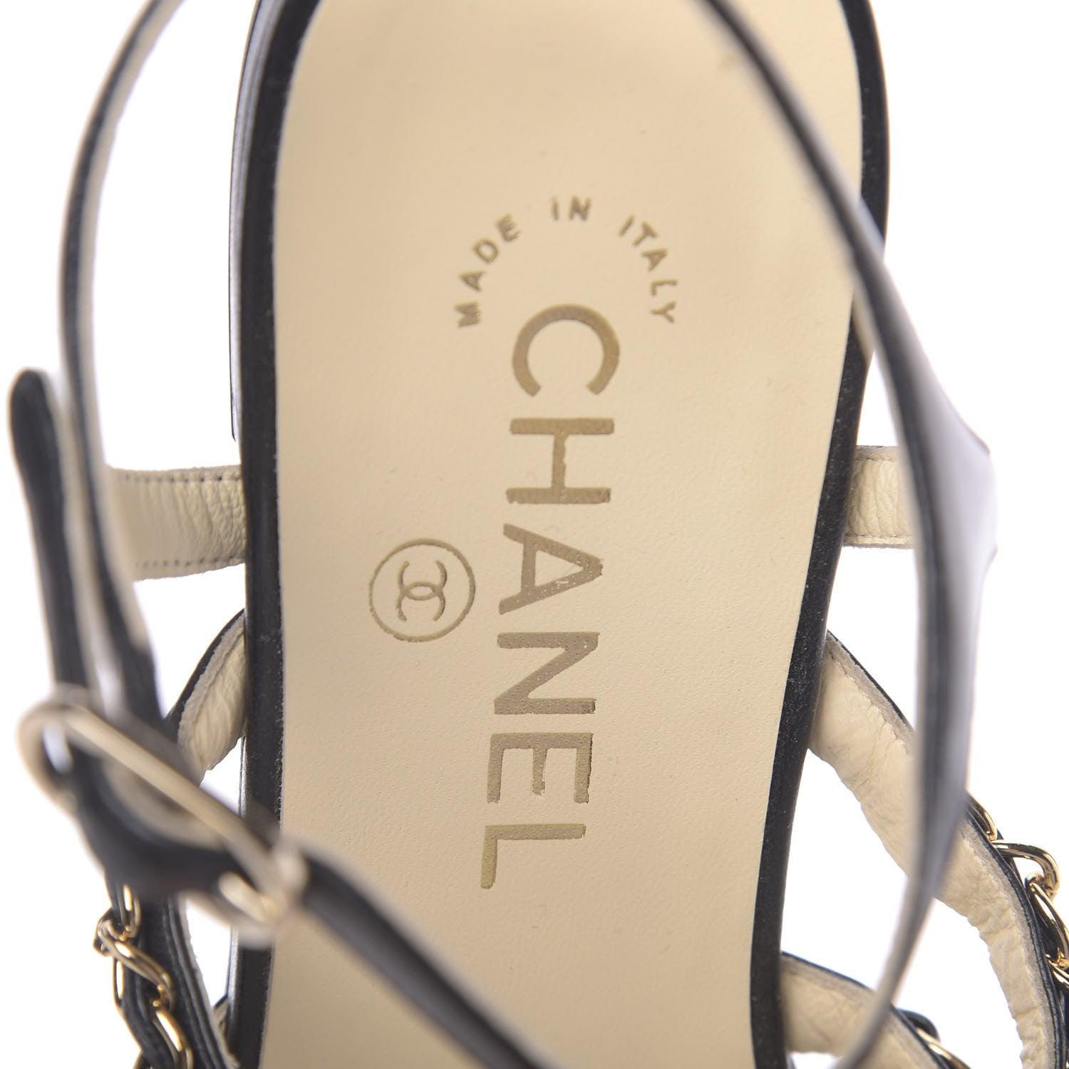 Chanel Calfskin Chain Flat Sandals 37.5 Black 6 of 8